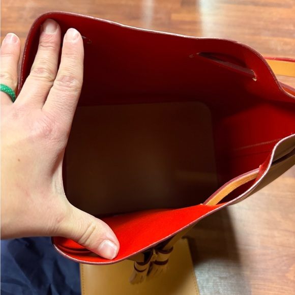 Dooney & Bourke Brown Bucket Bag with Red Interior - Picture 4 of 5